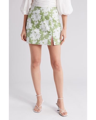 Lulus Feelin' Flirty Floral Miniskirt - Green