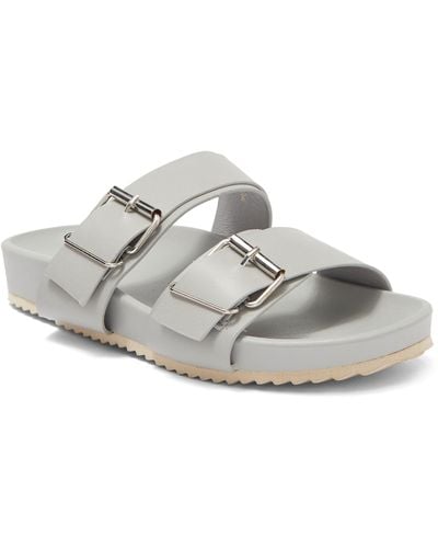 Nicole Miller Stass Double Buckle Sandal In Gray At Nordstrom Rack