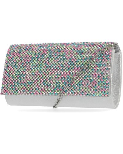 Jessica Mcclintock Luisa Embellished Clutch In Multi Pastel At Nordstrom Rack - Gray