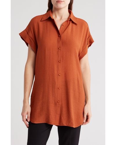 Nanette Lepore Short Sleeve Button-up Shirt - Orange