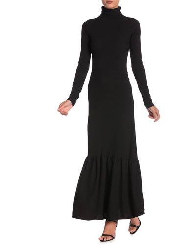 Go Couture Long Sleeve Turtleneck Maxi Dress - Black