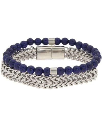 Nautica Stone Beaded & Wheat Chain Bracelets - Blue