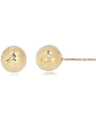 CANDELA JEWELRY 14k Yellow Gold Textured Ball Stud Earrings - White