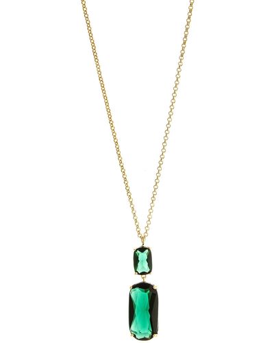 Rivka Friedman 18k Gold Plated Green Crystal Pendant Necklace - Blue