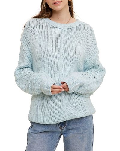 Wishlist Long Puff Sleeve Sweater - Gray