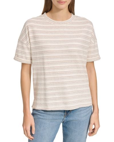 Andrew Marc Heritage Stripe Boxy T-shirt - Gray