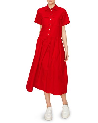 MELLODAY Pocket Shirtdress - Red
