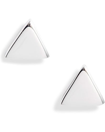 Argento Vivo Sterling Silver Triangle Stud Earrings - White