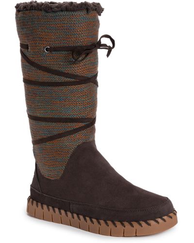 Muk Luks Flexi Faux Shearling Lined Boot - Brown