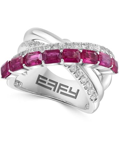 Effy Sterling Silver Stone & White Sapphire Ring - Pink