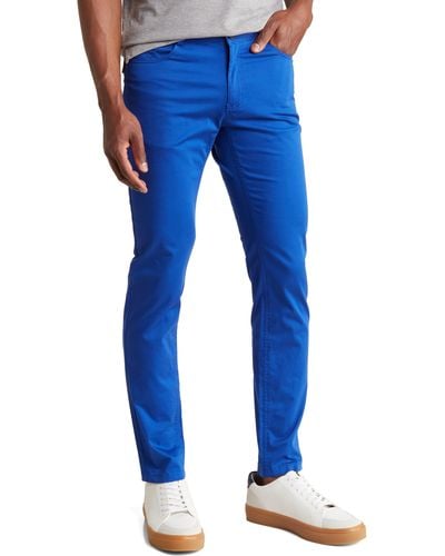 T.R. Premium Slim Fit Cotton Stretch Chino Pants - Blue