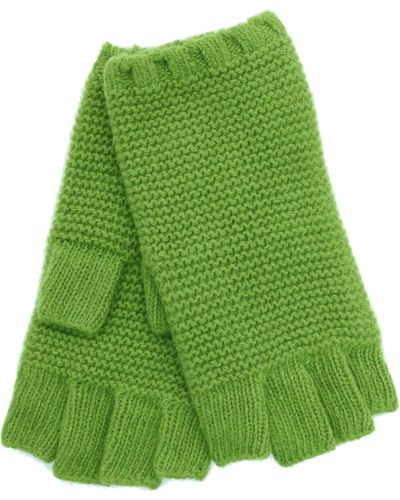 Portolano Fingerless Cashmere Gloves - Green