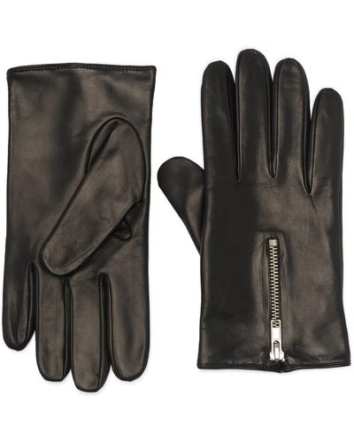 Portolano Faux Leather Cashmere Lined Gloves - Black