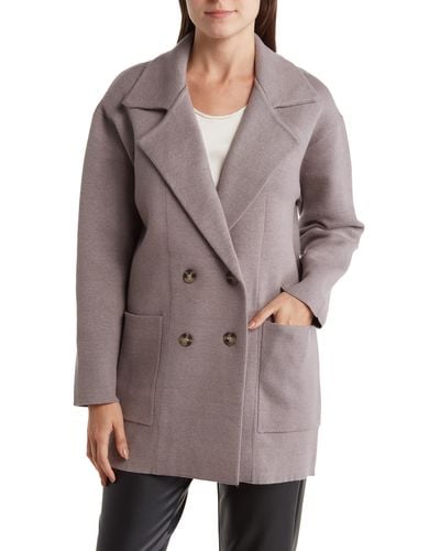 Sweet Romeo Double Breasted Sweater Coat - Brown