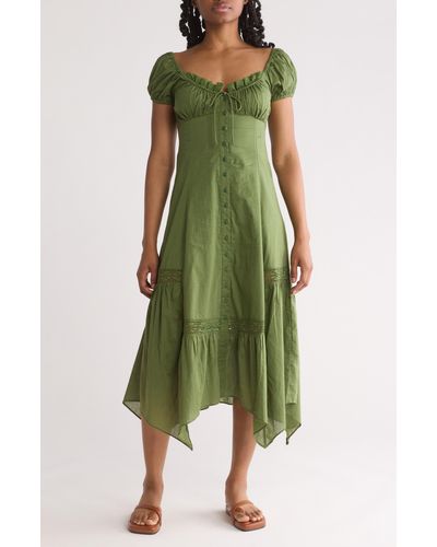 BDG Carmen Bohemia Cotton Midi Dress - Green