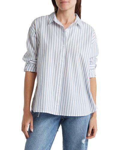 Melrose and Market Stripe Poplin Cotton Shirt - White