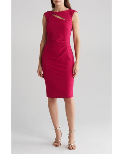 Connected Apparel Cutout Sheath Dress - Red