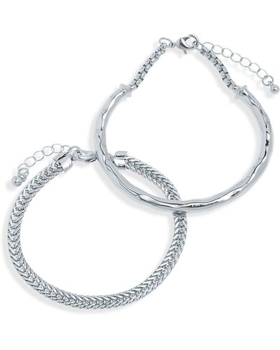 Nordstrom Set Of 2 Herringbone Chain & Molten Bar Bracelets - White
