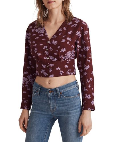 Madewell V-neck Button-front Shirt - Red