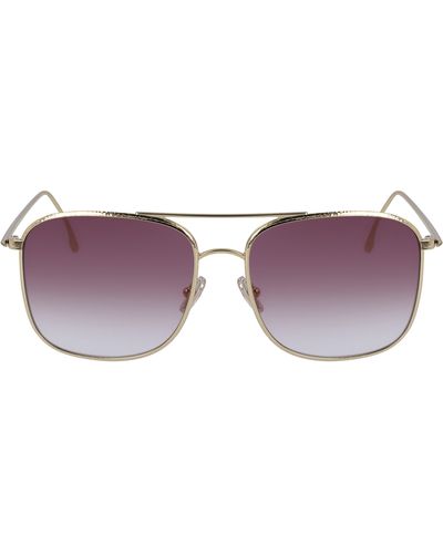 Victoria Beckham 59mm Gradient Square Navigator Sunglasses - Purple