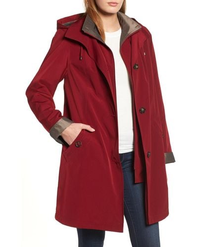 Gallery Detachable Hood & Liner Raincoat (regular & Petite) - Red