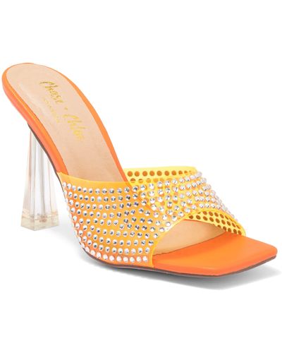 In Touch Footwear Rhinestone Clear Sandal - Orange