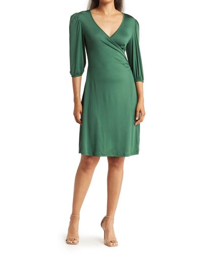 Love By Design Amelia Ruched Wrap Dress - Green