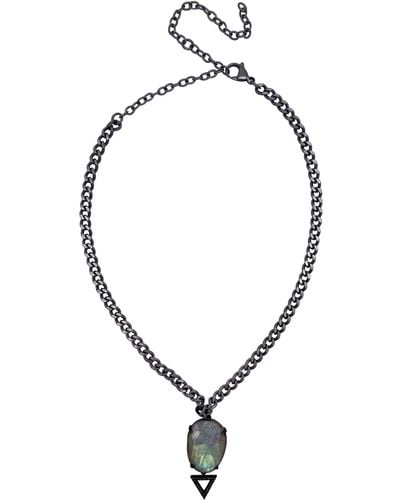 Adornia Fine Labradorite & Diamond Pendant Necklace - Blue