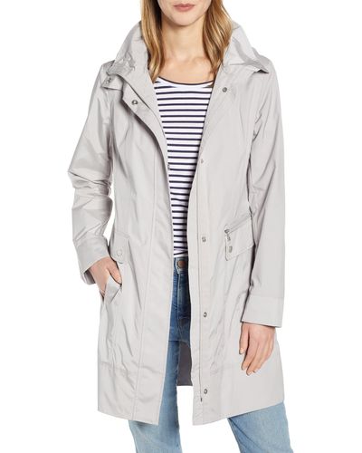 Cole Haan Back Bow Packable Hooded Raincoat - Gray