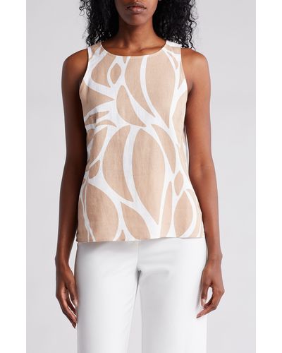 Vince Camuto Abstract Linen Blend Tank - White