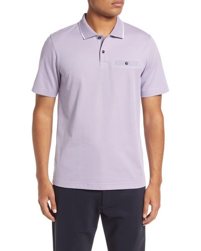 Ted Baker Galton Tipped Cotton Blend Polo - Purple