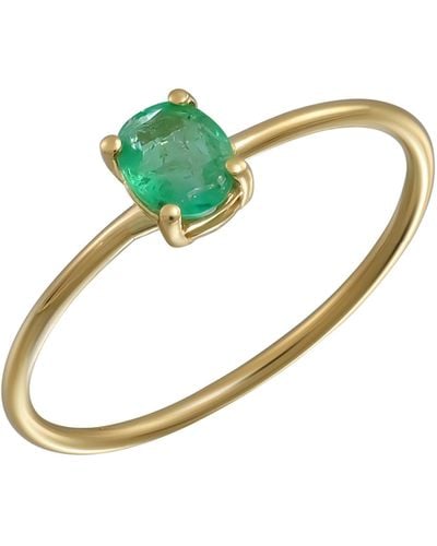 Bony Levy 18k Gold El Mar Solitaire Emerald Stackable Ring - Blue