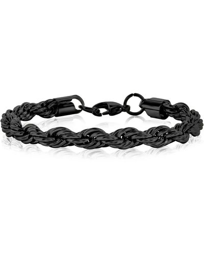 Black Jack Jewelry 8mm Rope Chain Bracelet - Black