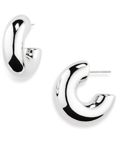 Natasha Couture C Tube Hoop Earrings - Metallic