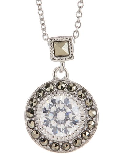 Judith Jack Sterling Silver Cz & Swarovski Marcasite Pendant Necklace - Metallic