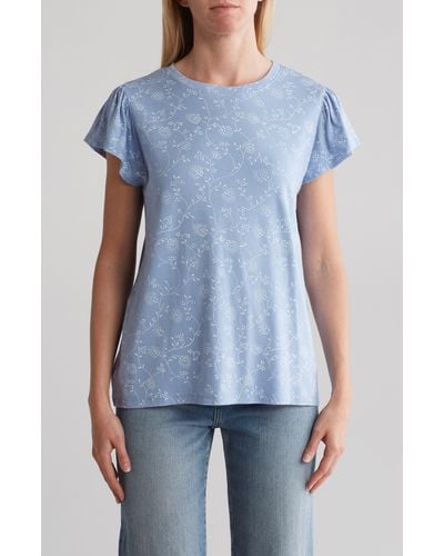 C&C California Estelle Flutter Sleeve T-shirt - Blue