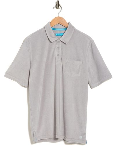 Tori Richard Bungalow Cotton Blend Terry Polo Shirt - Gray