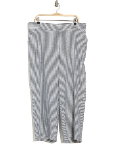 Max Studio Wide Leg Linen Blend Crop Pants - Gray