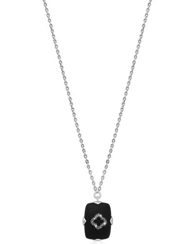 Lois Hill Sterling Silver Matte Black Onyx & Brown Diamond Pendant Necklace - Multicolor
