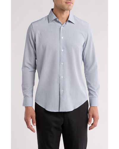 Report Collection Circle Dot Four-way-stretch Button-up Shirt - Gray