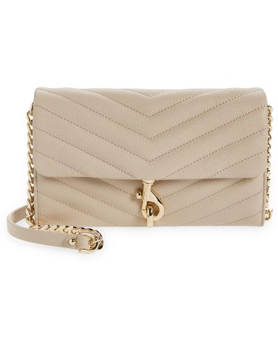 Rebecca Minkoff Edie Quilted Leather Wallet On A Chain In Tahini At Nordstrom Rack - Natural