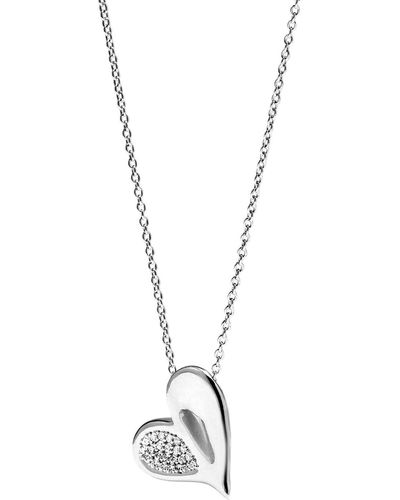 Judith Ripka Sterling Silver Eros Diamond Heart Pendant Necklace - Metallic