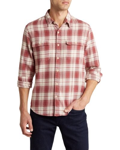 Lucky Brand Grom Plaid Humboldt Stretch Cotton Button-up Shirt - Red