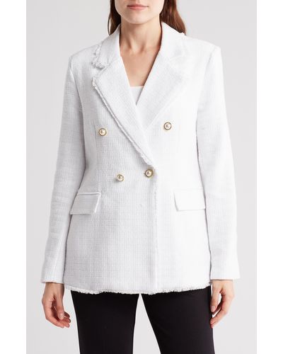 Nanette Lepore Double Breasted Tweed Blazer - White