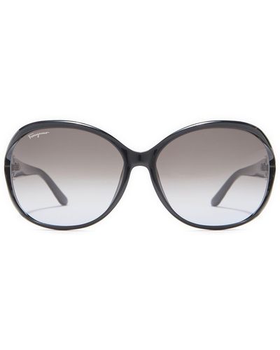 Ferragamo Salvatore 61mm Round Sunglasses - Black