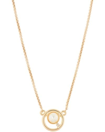 Vince Camuto Imitation Pearl & Crystal Circle Pendant Necklace - Metallic