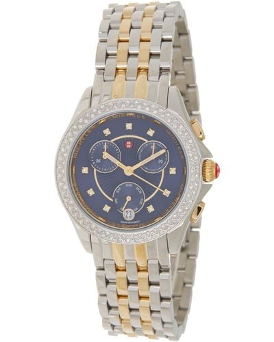 Michele Diamond Embellished Belmore Two-tone Bracelet Watch - Metallic