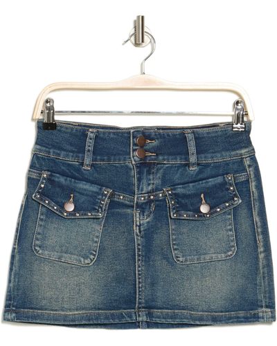 PTCL Studded Denim Miniskirt - Blue