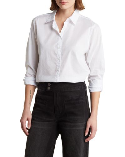 Habitual Long Sleeve Button-up Tunic Shirt - White