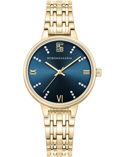 BCBGMAXAZRIA Crystal Embellished 3-hand Quartz Bracelet Watch - Blue